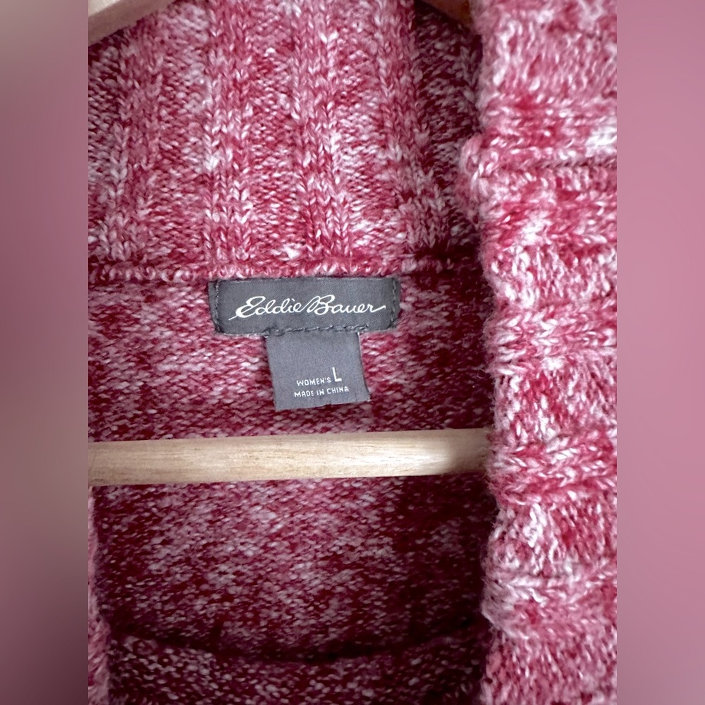 Eddie Bauer Rest & Repeat Funnel Neck Sweater Size Large EUC - Berry - Picture 3 of 4